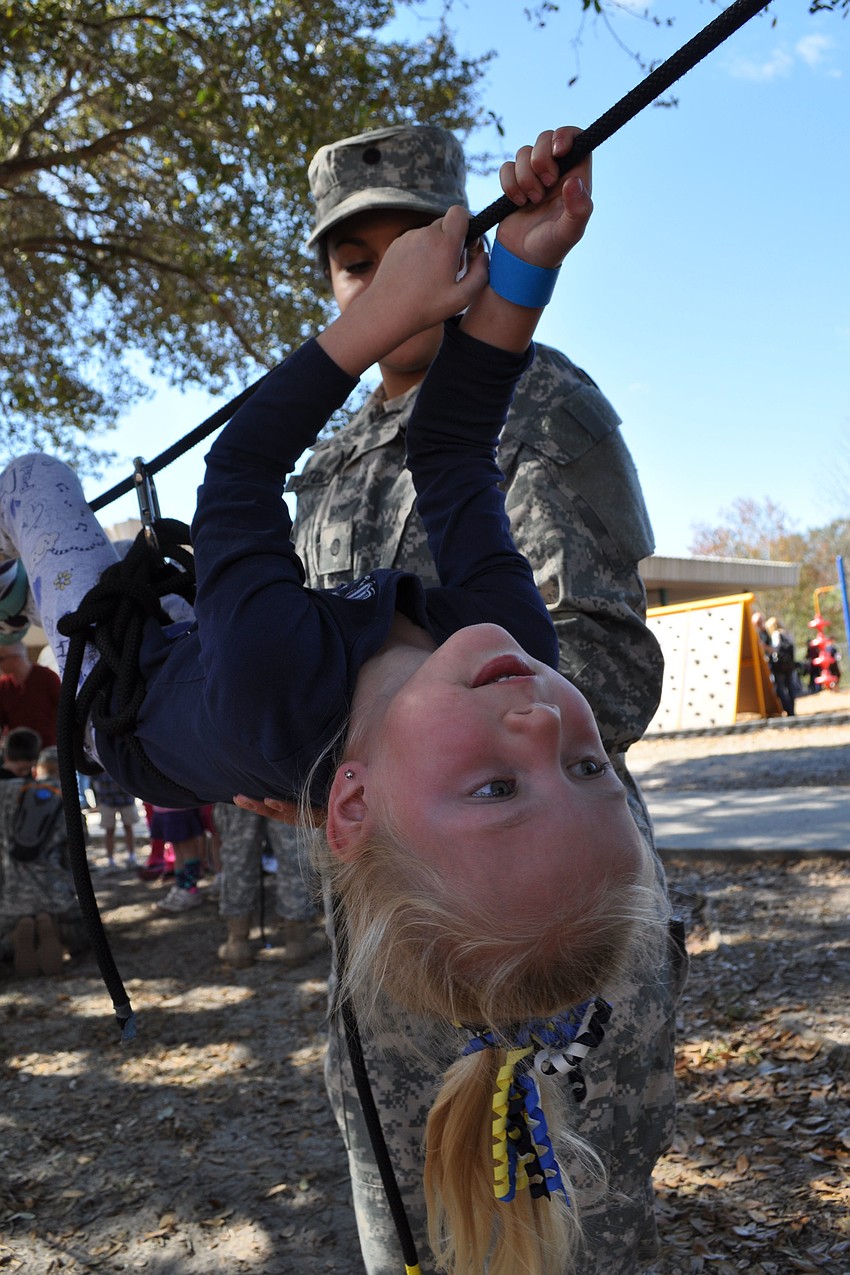 Five-year-old Abby Geiger successfully completed the rope challenge.