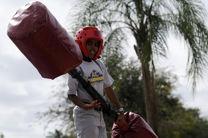 Ten-year-old Kevin Leon couldnâ€™t wait to try his hand at the gladiator competition.