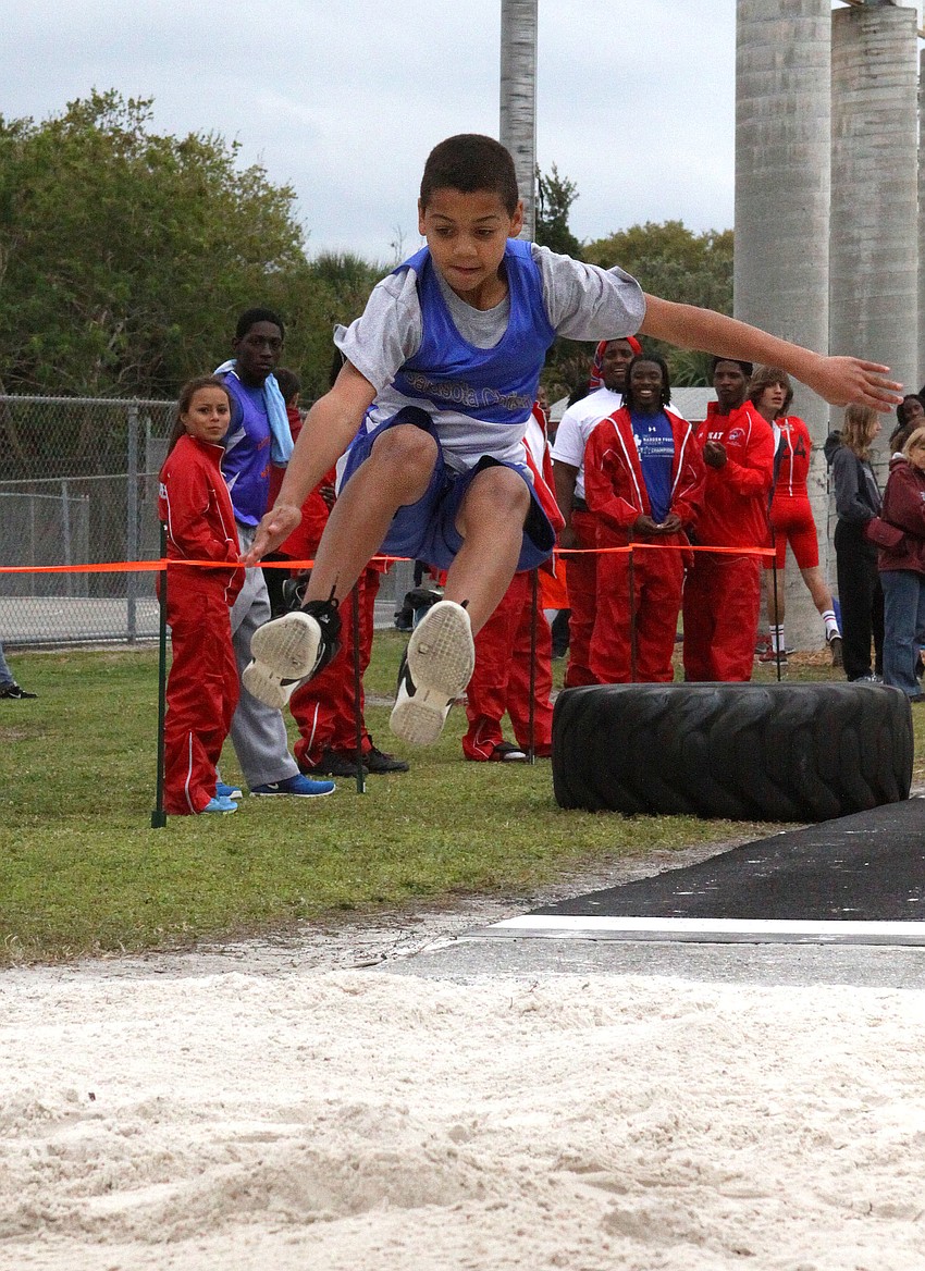 Isaac Green, 6th grade, participating in the long jump for Sarasota Christian.