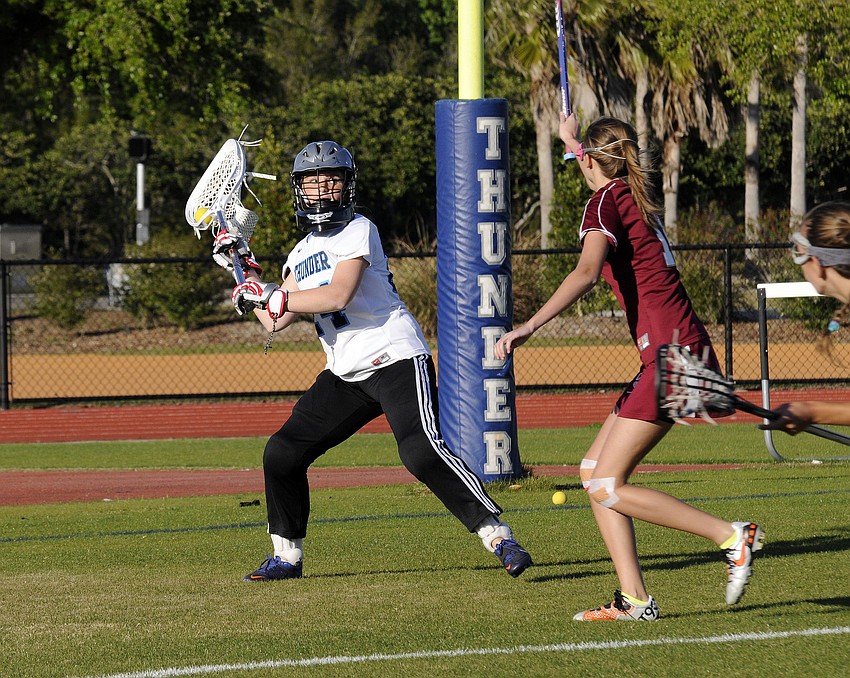 ODA goalie Abby Bannar looks to pass the ball to an open teammate.