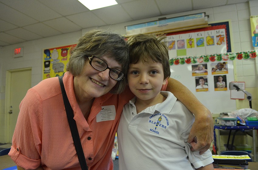 Nancy Rogers and her grandson John Le Troadec