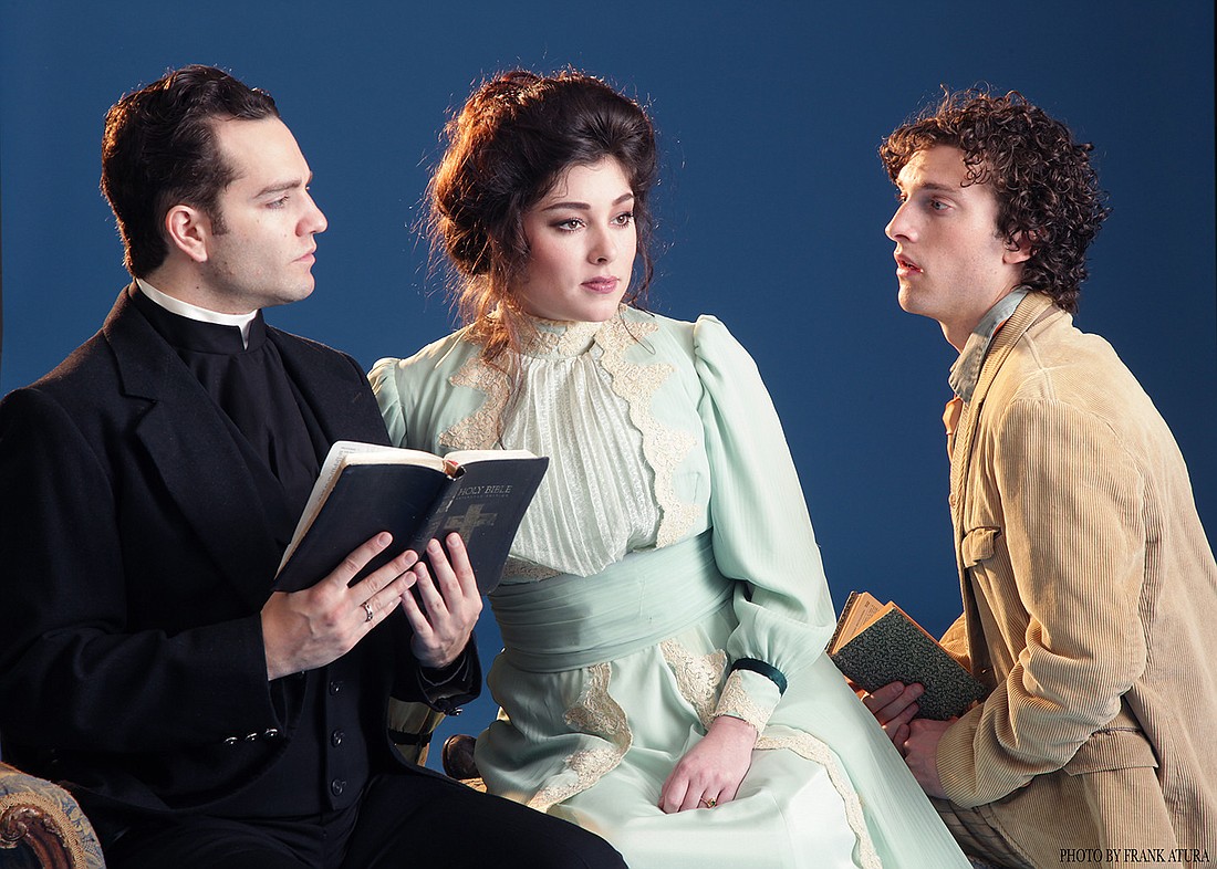 Brian Nemiroff, Amanda Lynn Mullen and Benjamin Williamson in the FSU/Asolo Conservatory's production of "Candida" by George Bernard Shaw. Photo by Frank Atura.