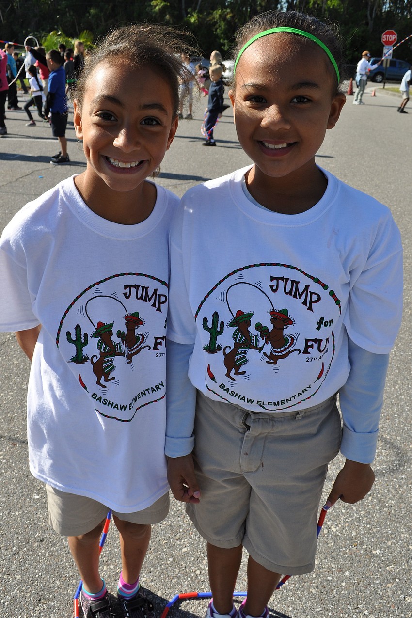 Hannah McFarland and Nariah Randall tried to jump two people to one rope.