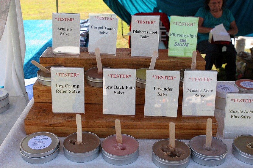 Balms and salves for a wide variety of ailments were on sale at Native + Naturalâ€™s tent.