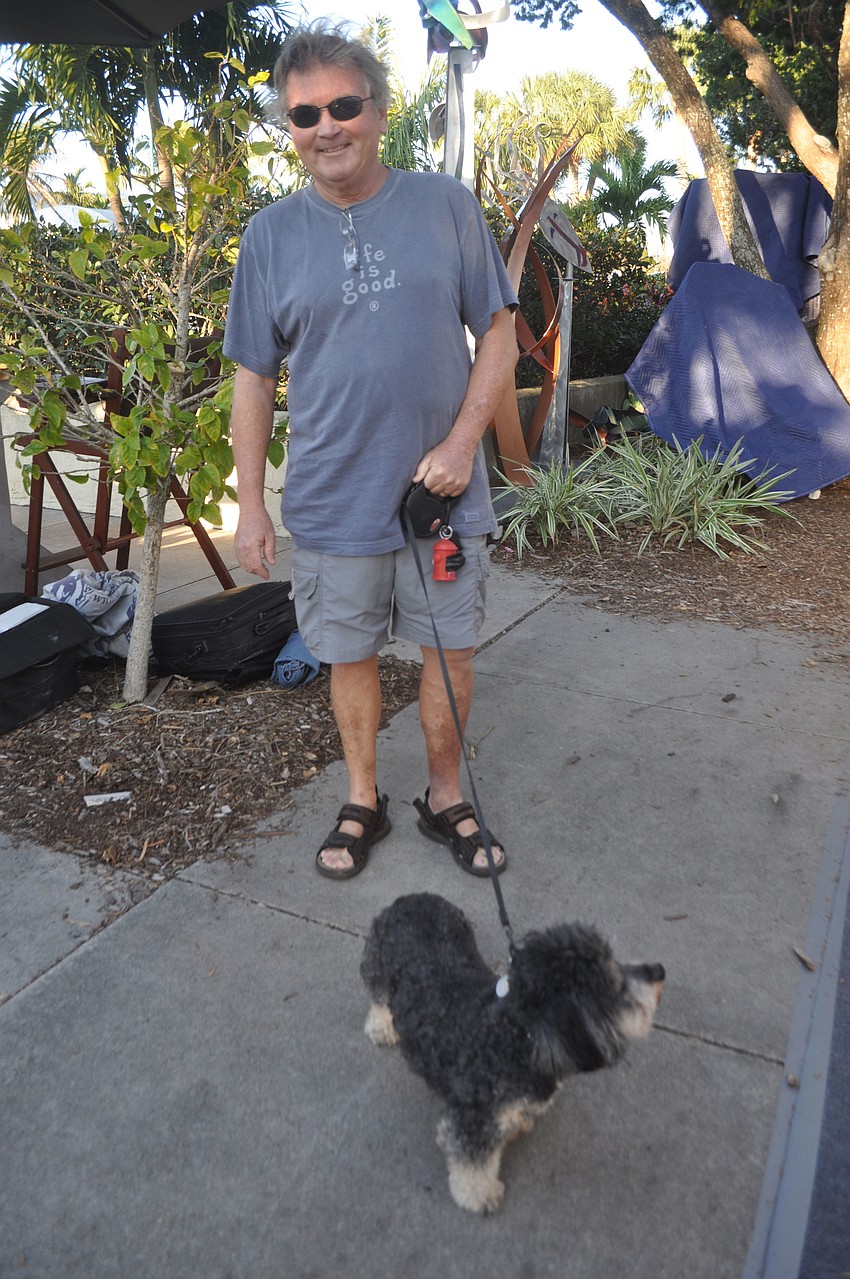 Andy Anderson with Stormy, a bichon-dachshund mix