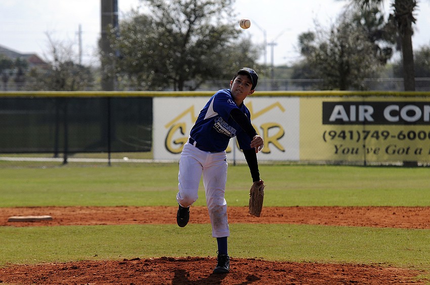 Ten-year-old Gabe Hahn was the starting pitcher for Standard Coffee Service Company.