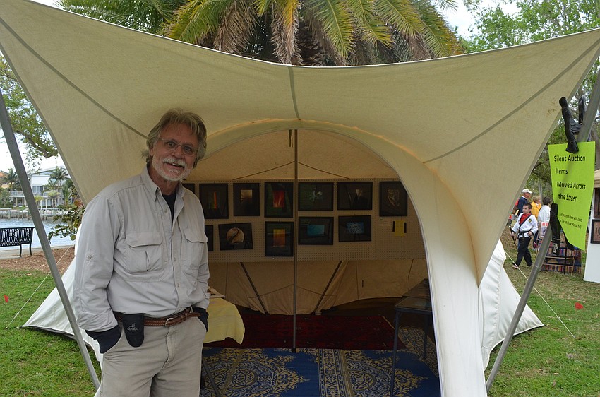 Wayne Eastep showcased his photography in a tent. He once lived with the Bedouin, a nomadic tribe, in Saudi Arabia, and recently released a book on Kazakhstan.