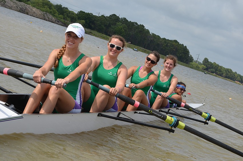 Sarasota Scullers Varsity girls Payton Harris, Cheyenne Adams, Sasha Grujin, Hannah Whisnant and Sophia Schumaker