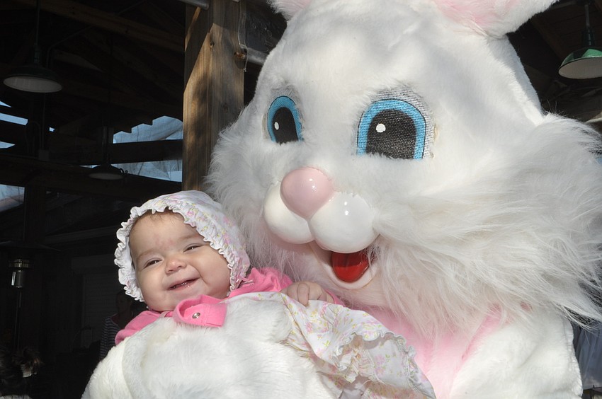 Mora Muise, 6 months, meets the Easter Bunny.