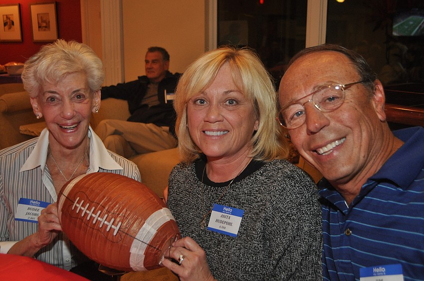 Budee Jacobs with Anita and Jim Hudepohl at the Beachplace Super Bowl party.