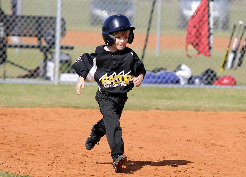 Five-year-old Jackson Barrett notched a hit in his first T-ball game. â€œIt was a great hit,â€ he says.