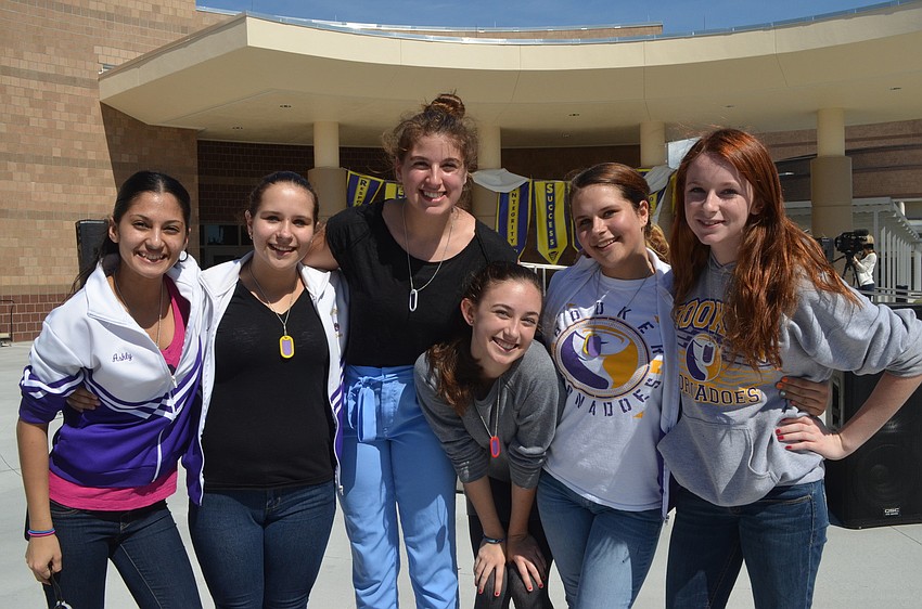 Students Ashly Perez, Amber Townsend, Haley Dennis, Taylor Balcon, Tabatha Townsend and Kelly Haslup danced to pop music at the rally.