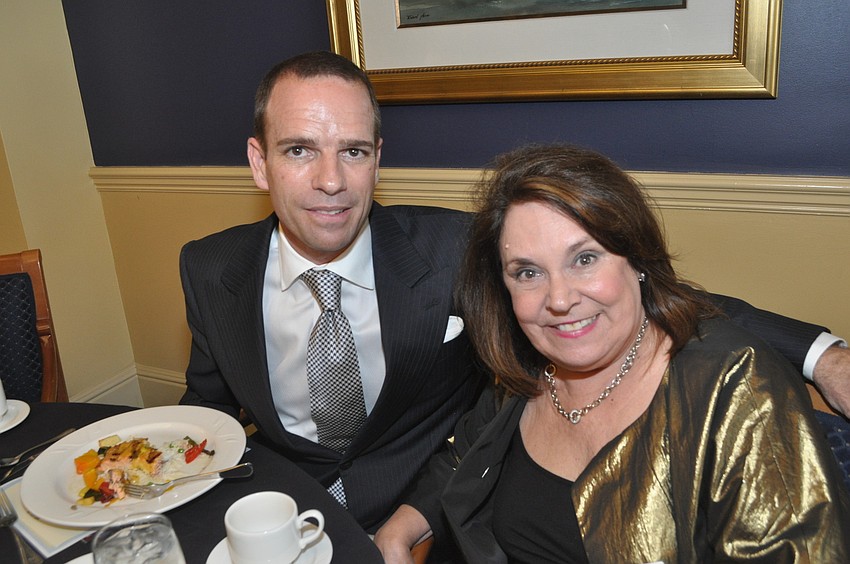 Geoffrey Michel, of The Met, and June Simmons, whose jewelry appeared in the style show