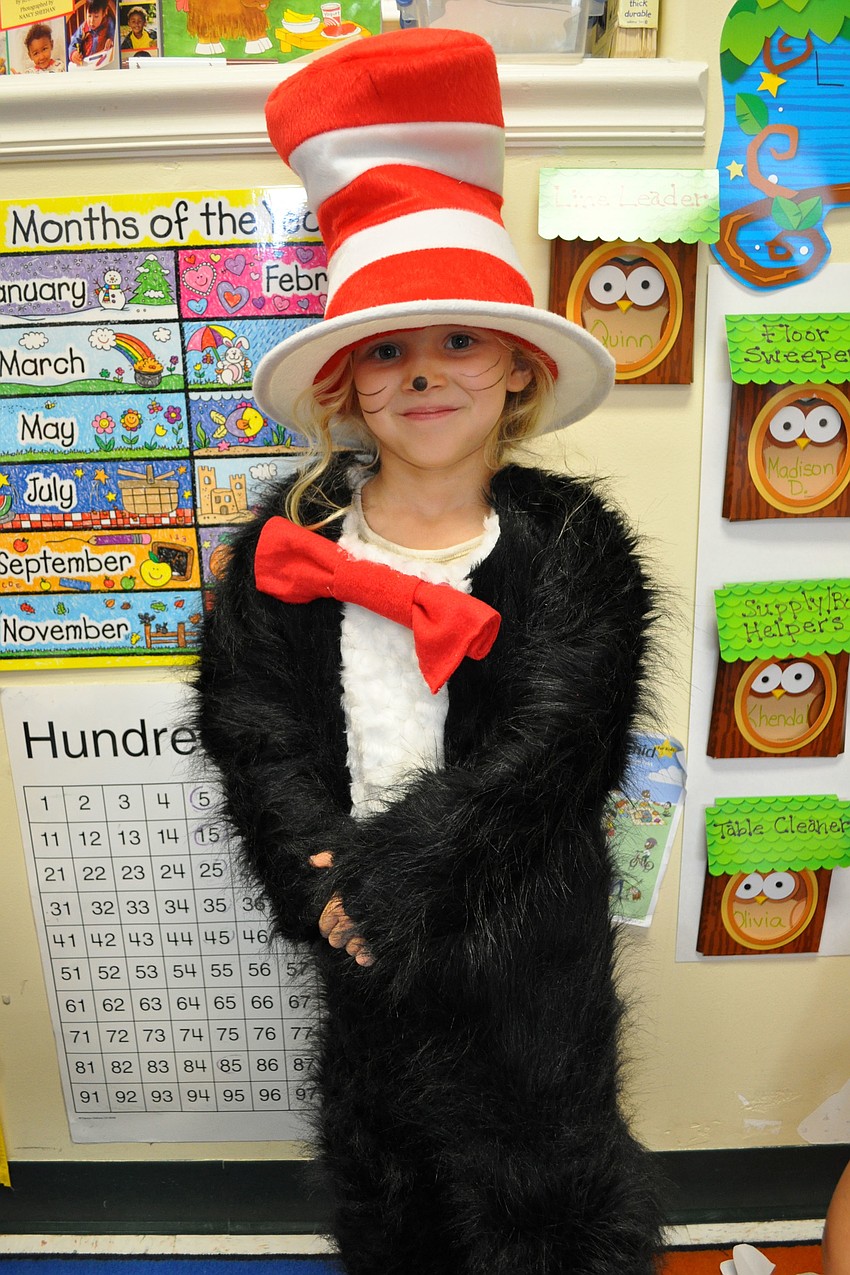 Madison Dworet, 4, wears the costume her mom made for the occasion.