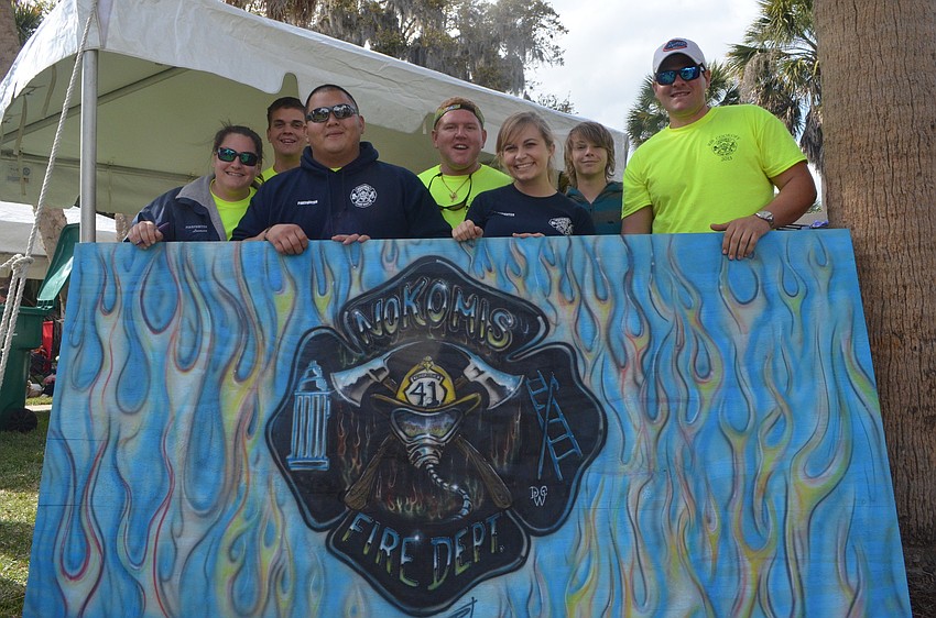 Amanda Lovasco, Trevor Brown, Paul Lauffer, Chris Vanfleet, Victoria Berry, Gage Griffin and Zack Ballard represent the Nokomis Fire Department.