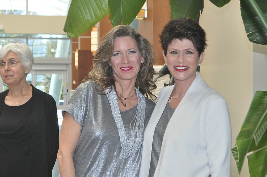 Carla Cope and Wendy Feinstein model Eileen Fisher fashions.