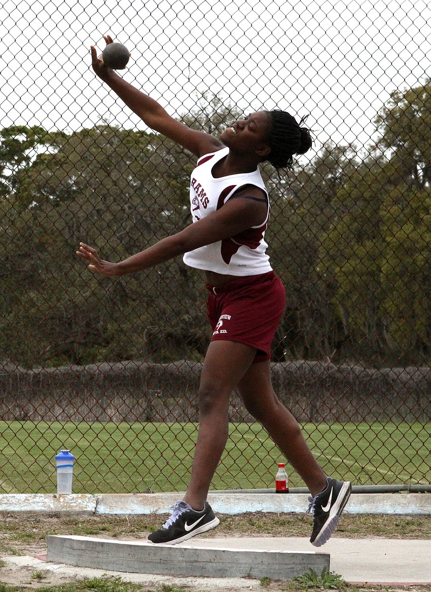 Raneisha McKenzie, sophomore, placed 7th in the shot put at the Ram Invitational.