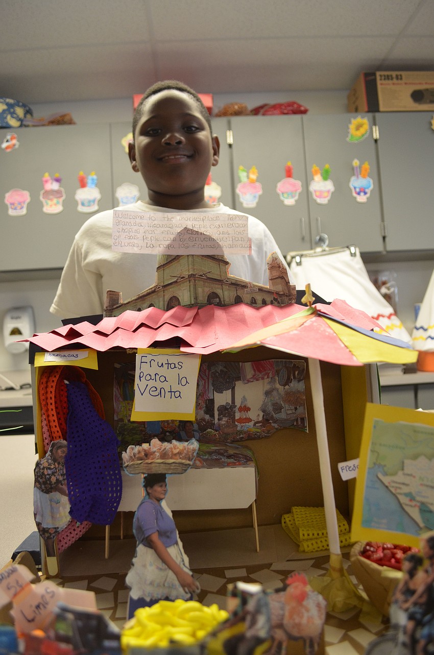 Brandon Bass, 8, created a Nicaraguan market.