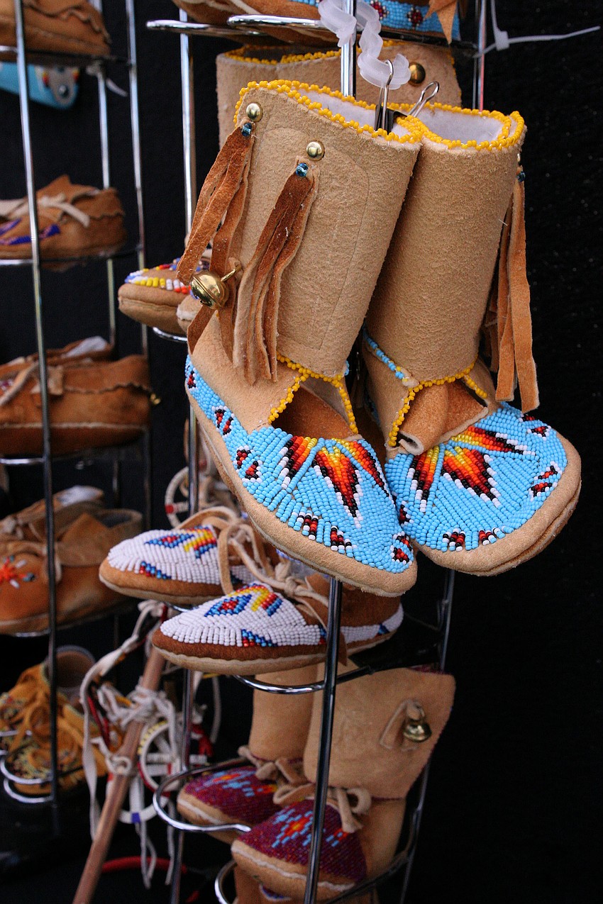 Small booties like these made by Debbie Silvas of P & D Native American Art can take up to two days to create.