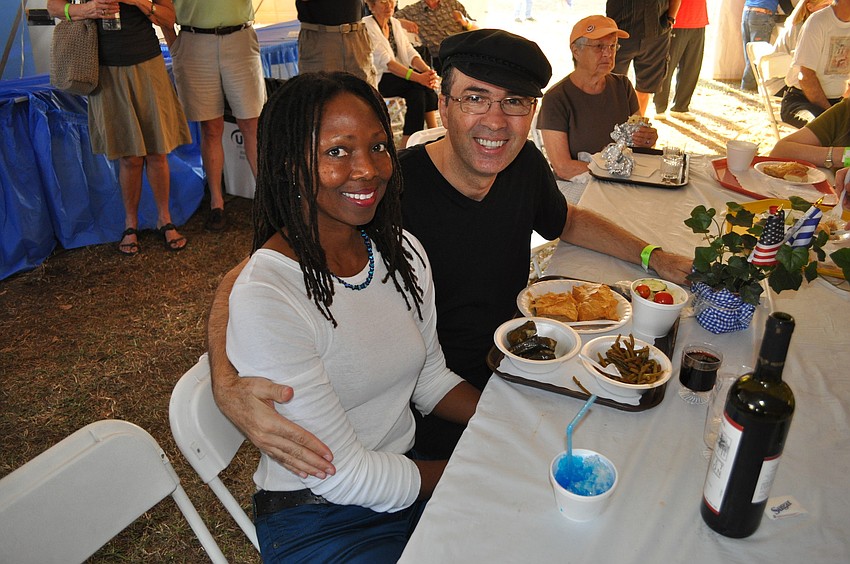 Juanita Maria Maxwell and Nick Manolukas, who is Greek American, ate spanakopita, a spinach pie.