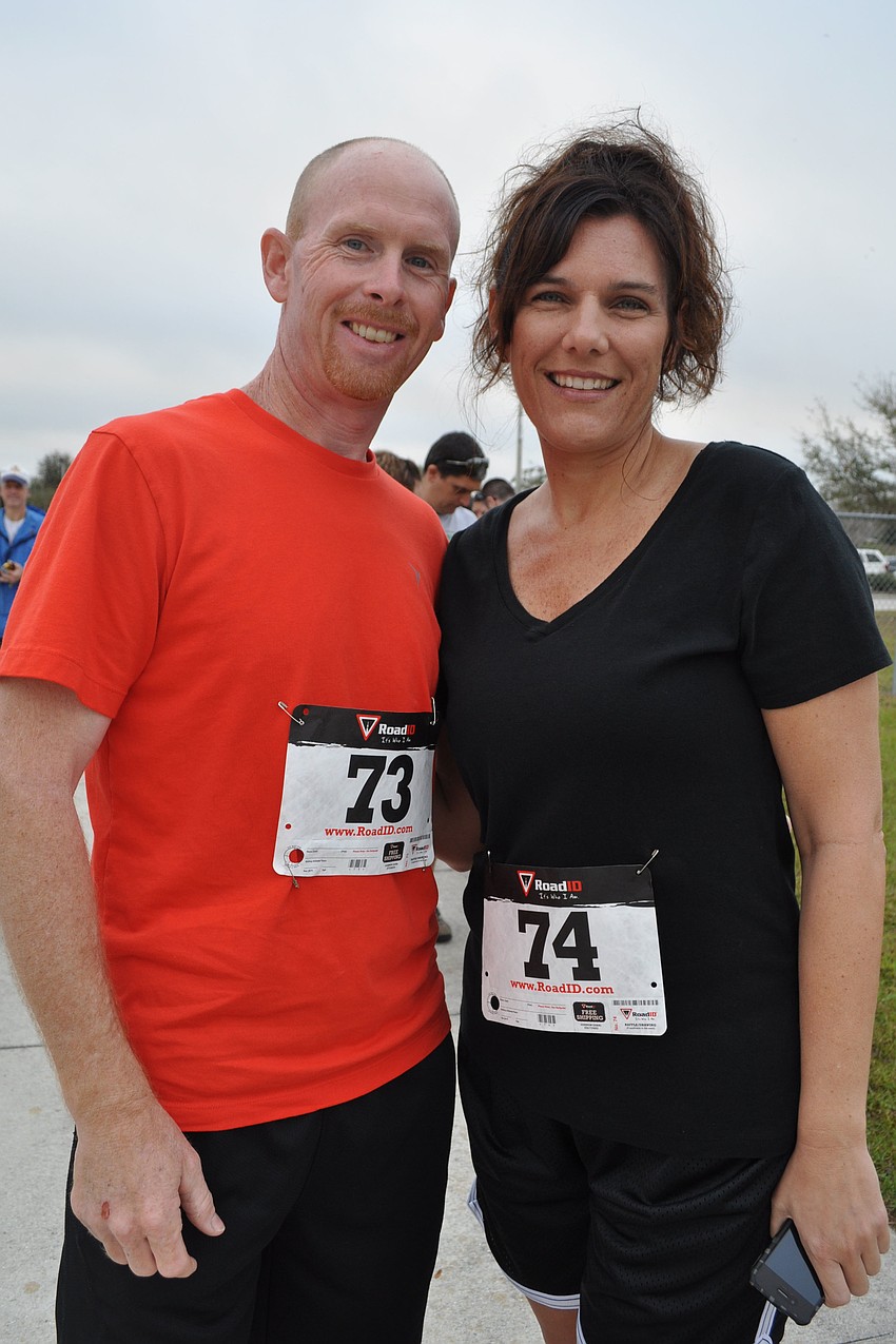 Chris Cristello, with his wife Traci, tackled his first big run with gusto.