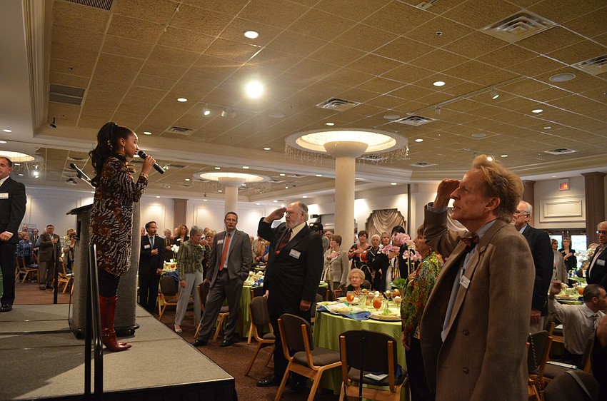 Maria Wirries sings the Hatikvah, the Israeli national anthem and The Star-Spangled Banner.
