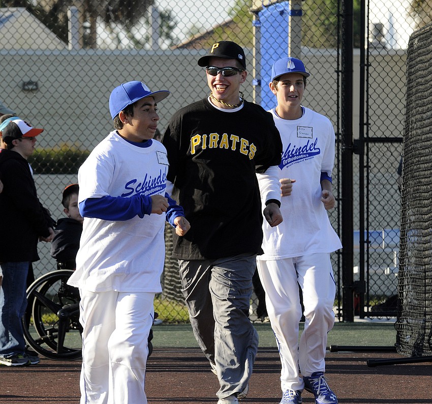 Josh Shilling celebrates after driving in several runs for the Pirates.