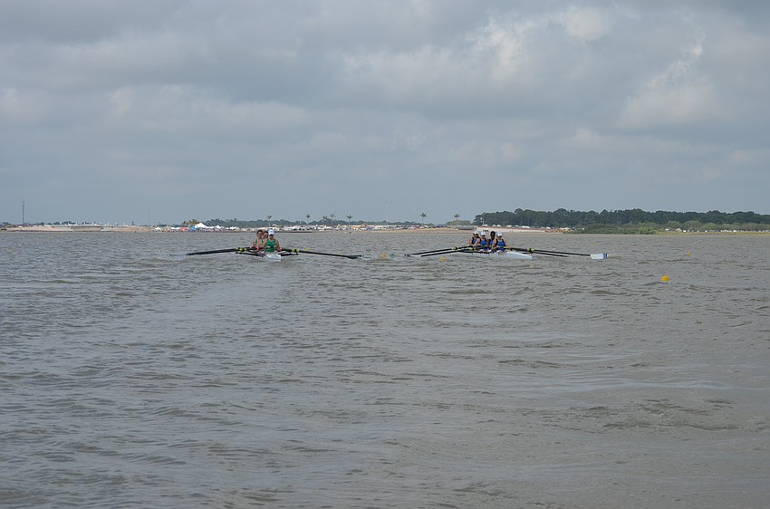 Sarasota Scullers varsity girls know it is important to get a good start to win the race.