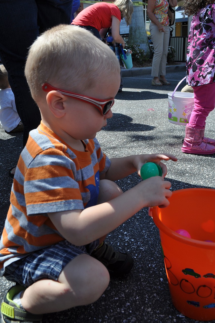 Colt Bailey, 2, was eager to find out what came inside his eggs.