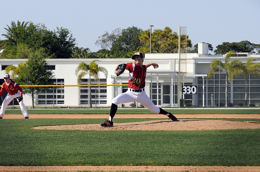 Senior Pat Heuler opened the tournament on the mound for Cardinal Mooney.