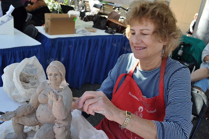 Artist Helene Hirmes worked on a new sculpture in her 