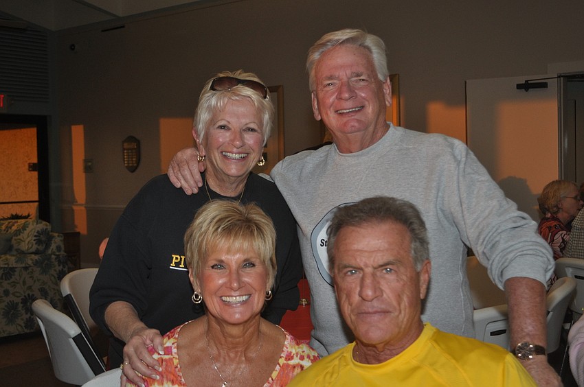 front, Debbie Gibson and Mike Sheptak, back, Kathy and Bob Neudorfer at the Seaplace Super Bowl party