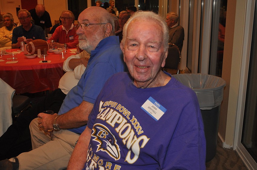 Baltimore native Jack Spittell roots for the Ravens at the Beachplace Super Bowl party.