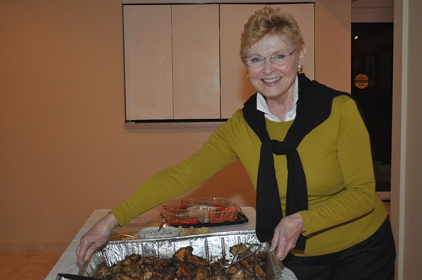Lorraine Reardon made spicy chicken wings for the Beachplace Super Bowl party.