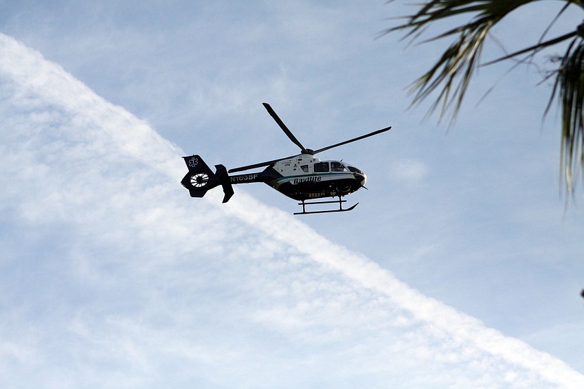 Bay Flightâ€™s helicopter flew in and landed on one of the fields out at Twin Lakes Park during the opening day ceremony for Sarasota Little League.