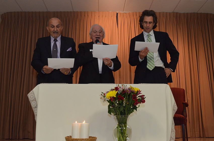 Hassan Hammami of the Islamic Community of Southwest Florida, Father Fausto Stampiglia of St. Marthaâ€™s Catholic Church and Rabbi Brenner Glickman of Temple Emanu â€“ El read a prayed in unison.