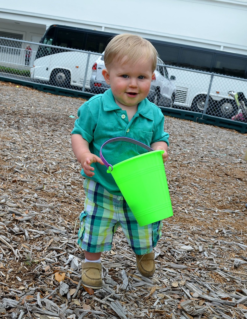 Reece Erb hunts for eggs.