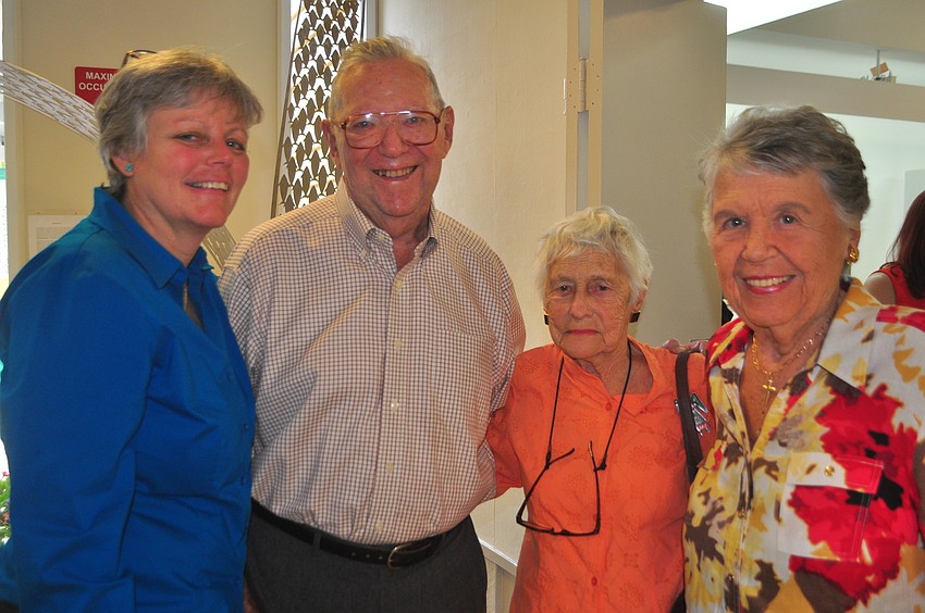 Dora Walters with Longboat Observer founders, Janet Hunter, far left, and Ralph and Claire Hunter