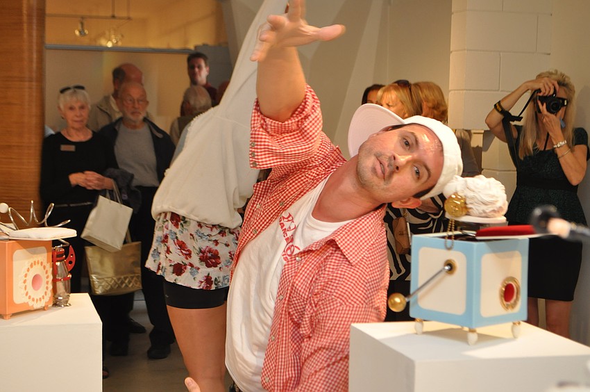 Benjamin Howe of FuziÃ³n Dance Artists performs at Art Center Sarasota as part of â€œChildâ€™s Playâ€ in Gallery 1