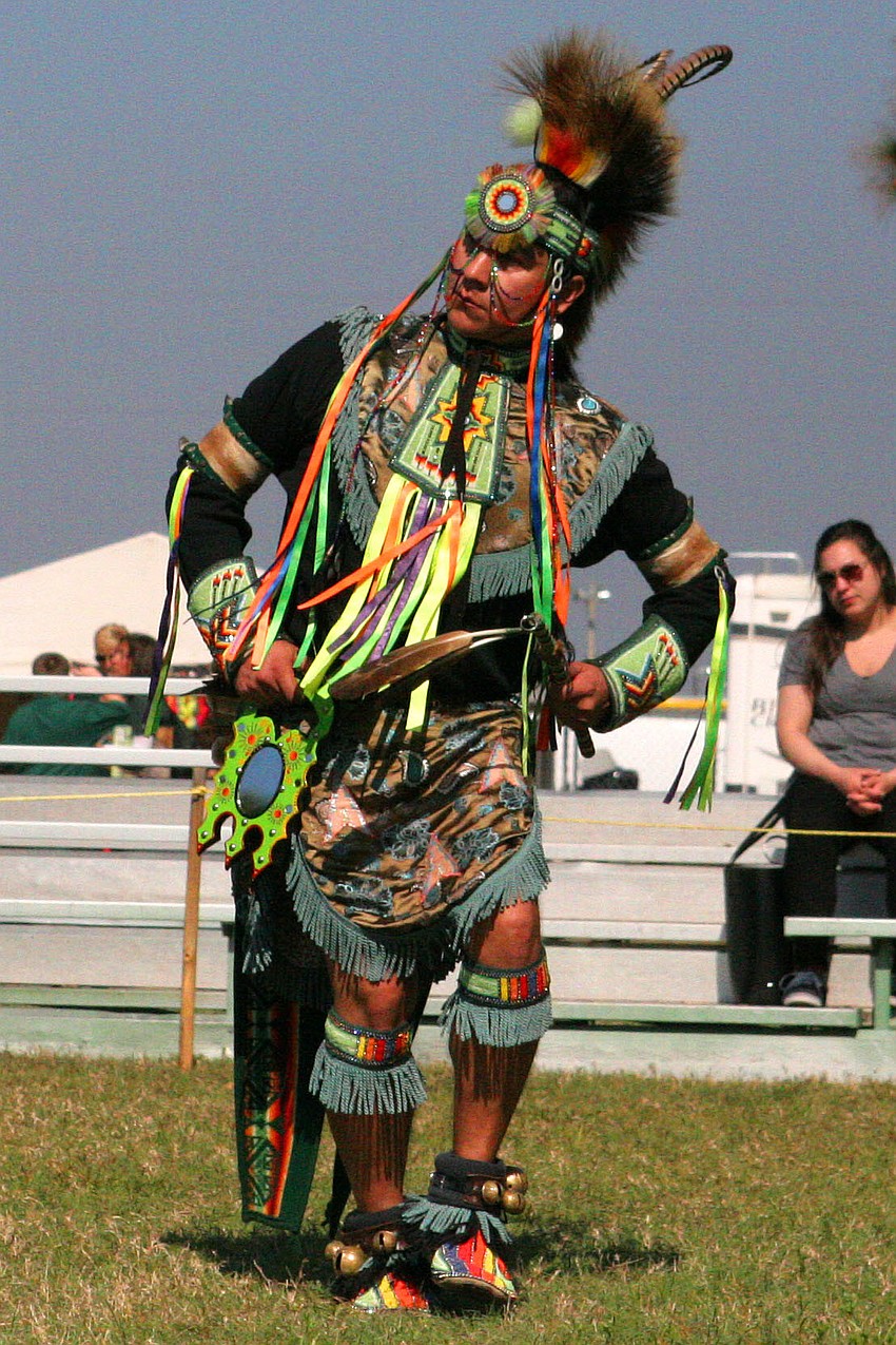 Keith Sharphead performs the Prairie Chicken Dance.