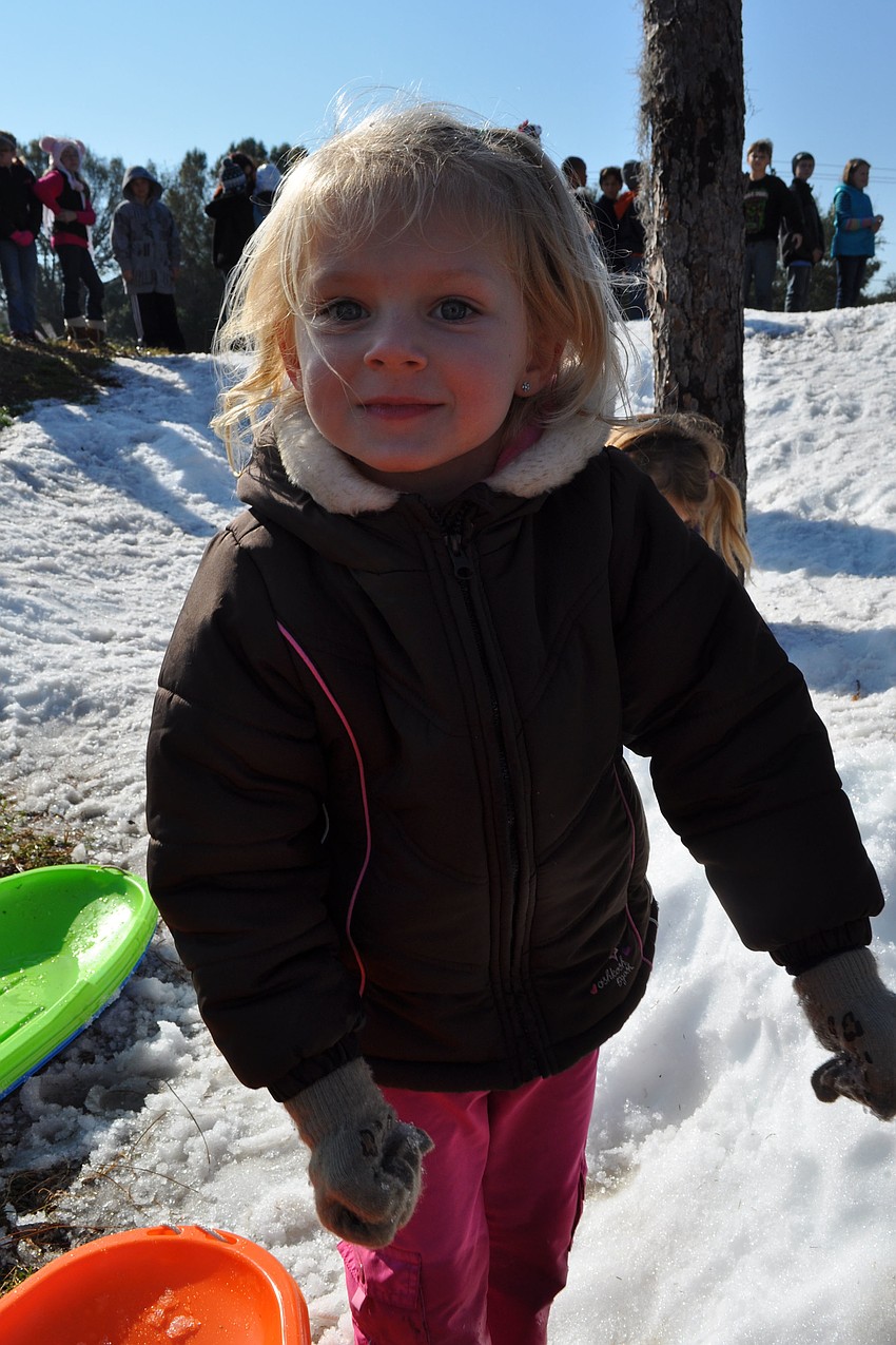 Rebekah Block, 4, threw snowballs at anyone who was nearby.