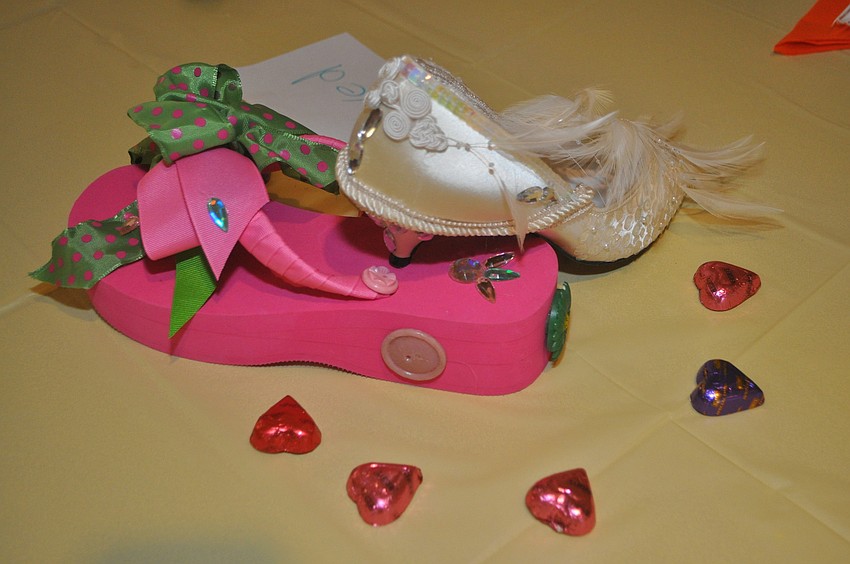 centerpieces included whimsical displays of shoes