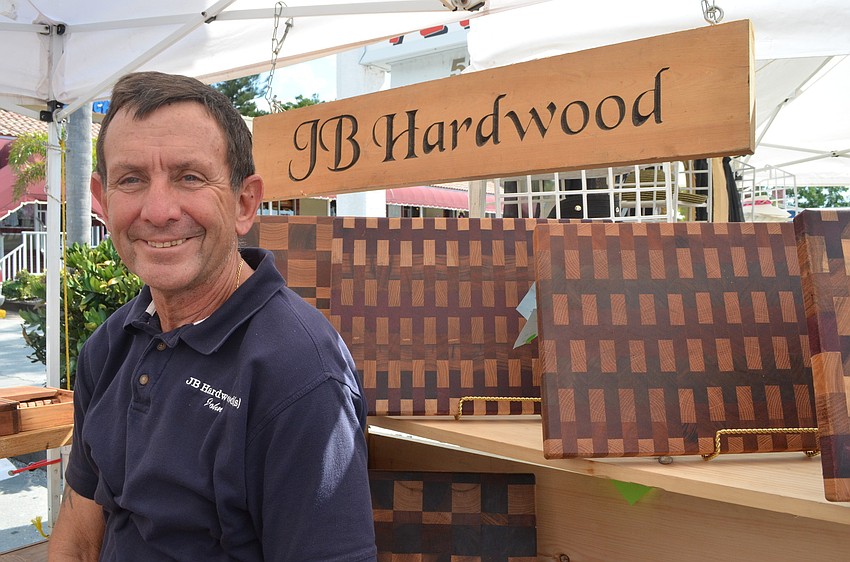 John Truffa makes cutting boards out of South American wood.