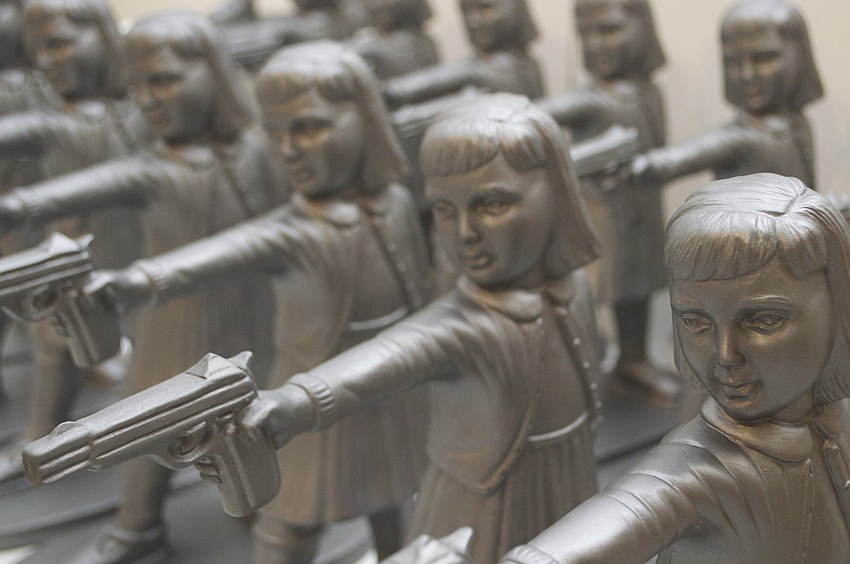 Cynthia Consentinoâ€™s â€œGirls with Gunsâ€ is on display at Art Center Sarasota as part of Childâ€™s Play in Gallery 1