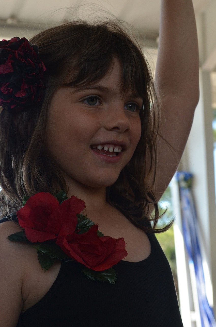 Kindergartner Marcella Dinoia performs the flamenco.