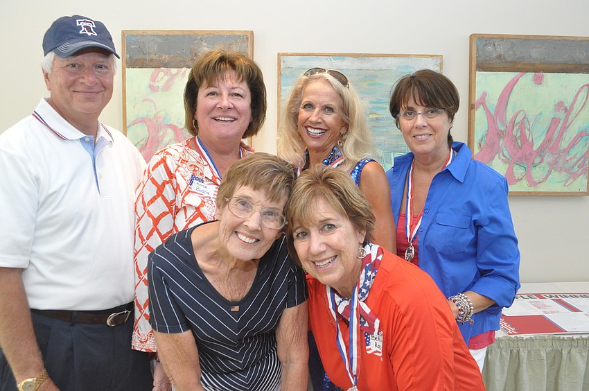 front, Sue Brown and Bettina Rosica with, back, Jon and Donna Boscia, Marcia Gutridge and Kerry Gorman