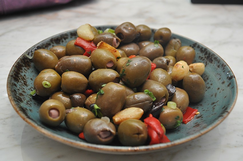A plate of olives