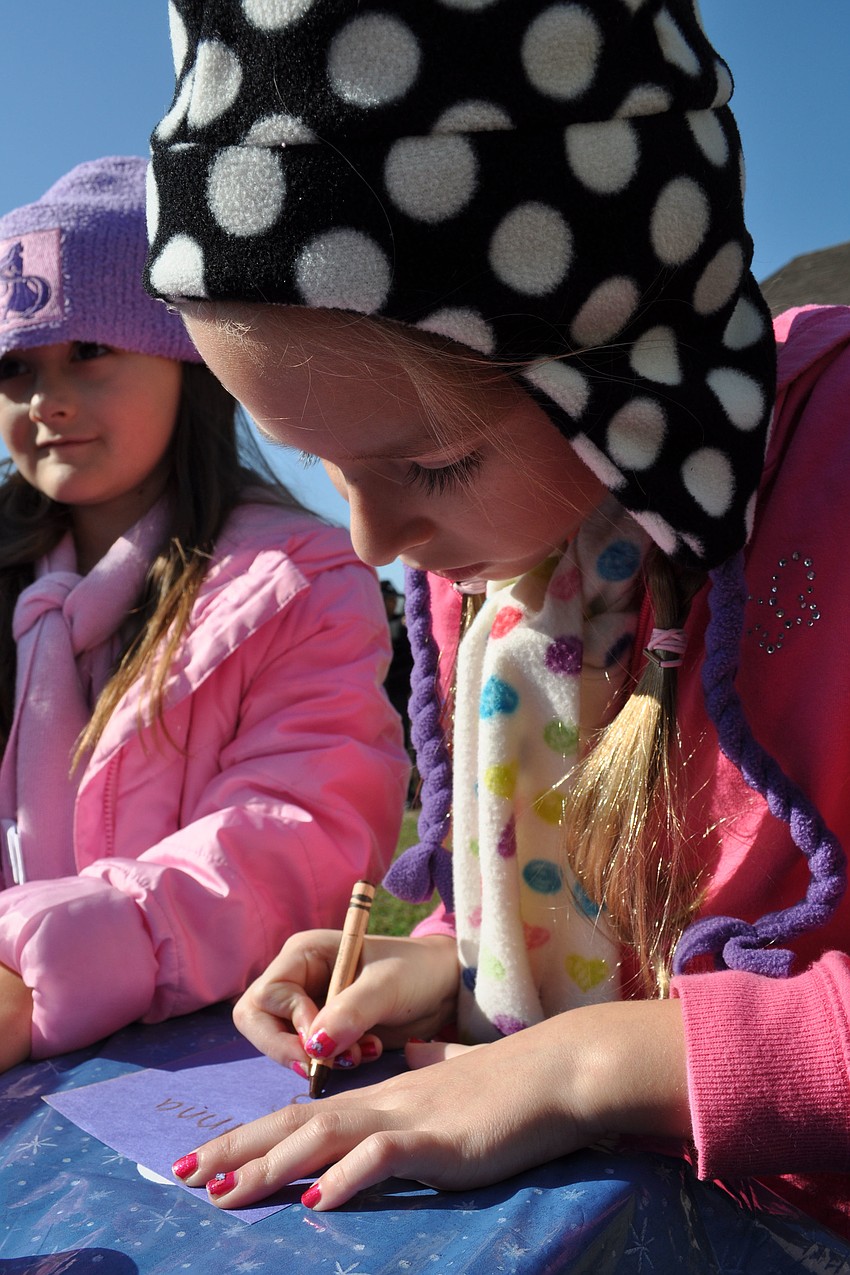 Anna Smith, 7, of The Tabernacle, created a snowman picture.