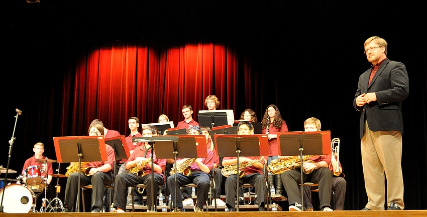 The Riverview Jazz Band waits for feedback from the judges.