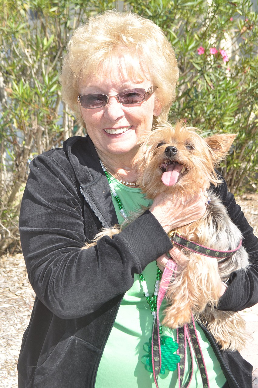 June Peterson with her yorkie, Sophie
